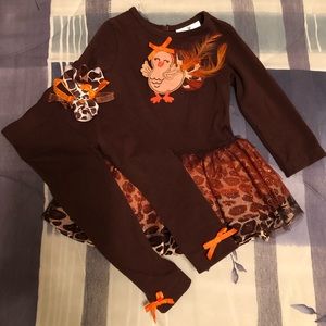 Turkey/Thanksgiving outfit w/ handmade bow